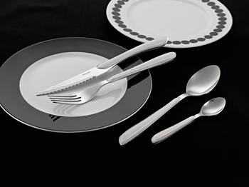 Sztućce Amefa Eclat 24 elementy zestaw dla 6 osób białe nowoczesne obiadowe śniadaniowe do kolacji bez niklu