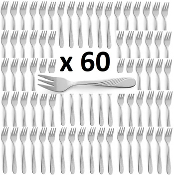 AMEFA sztućce Felicia zestaw 60 widelczyki do ciasta tortu deserów komplet dla 60 OSÓB gastronomiczne do restauracji kawiarni z wzorem fali
