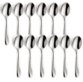 Amefa sztućce Felicia zestaw 12 łyżeczki do herbaty komplet dla 12 OSÓB z wzorem fala klasyczne nierdzewne bez niklu 18/0