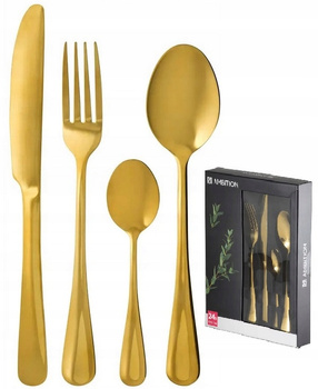 Sztućce Ambition Enna zestaw 24 sztuki złote gold dla 6 osób kolorowe nowoczesne modern komplet do zmywarki