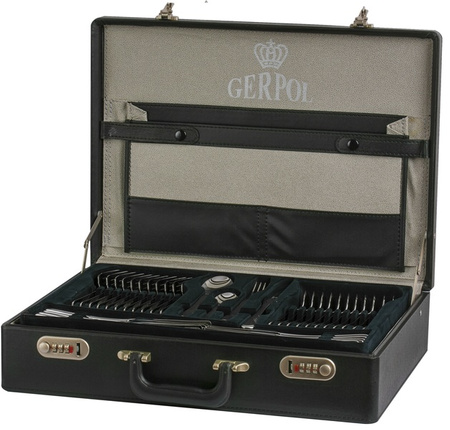 Sztućce Gerpol Mona 68 sztuk dla 12 osób nierdzewne eleganckie zestaw w walizce neseserze komplet ze stali 18/10