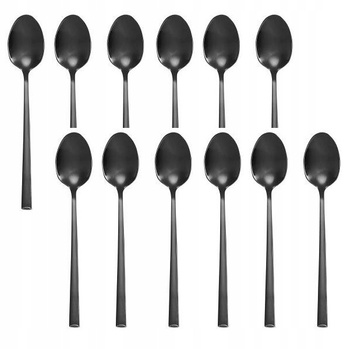 Sztućce Ambition Como Black zestaw 12 sztuk czarne łyżeczki do herbaty ciasta deserów kawy dla 12 osób do zmywarki nowoczesne