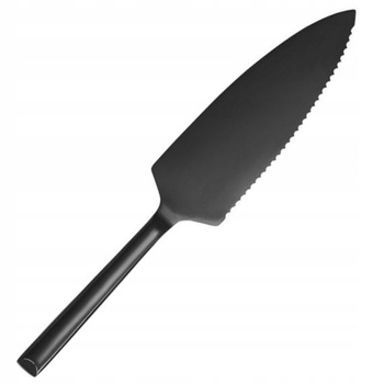Sztućce Ambition Como Black czarna łopatka nóż do ciasta tortu 2 w 1 nierdzewna prosta nowoczesna gładka bez wzoru w pudełku