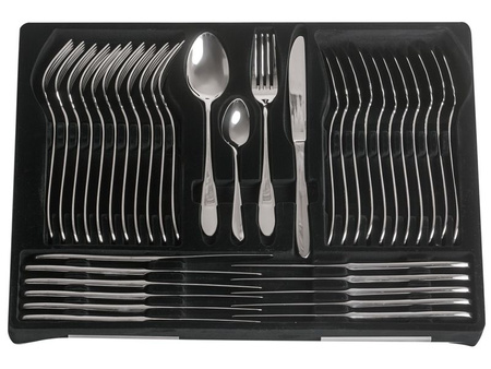 Sztućce Gerpol Mona 68 sztuk dla 12 osób nierdzewne eleganckie zestaw w walizce neseserze komplet ze stali 18/10