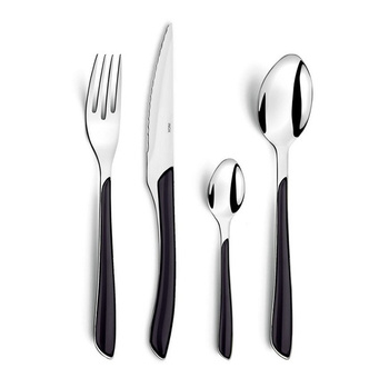 Sztućce Amefa Eclat 24 elementy zestaw dla 6 osób czarne nowoczesne obiadowe śniadaniowe kolacyjne bez niklu