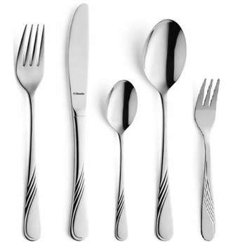 AMEFA sztućce Felicia 300 sztuk zestaw dla 60 OSÓB z widelczykami gastronomiczne do restauracji baru komplet z wzorem fali bez niklu