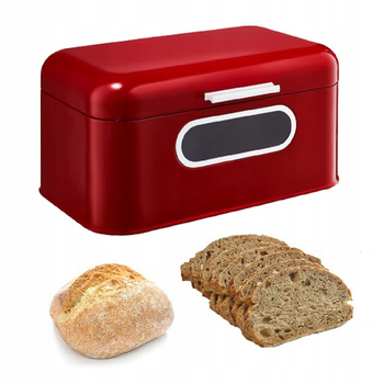 Ambition chlebak stalowy Nordic czerwony pojemnik na chleb bułki pieczywo z okienkiem nowoczesny
